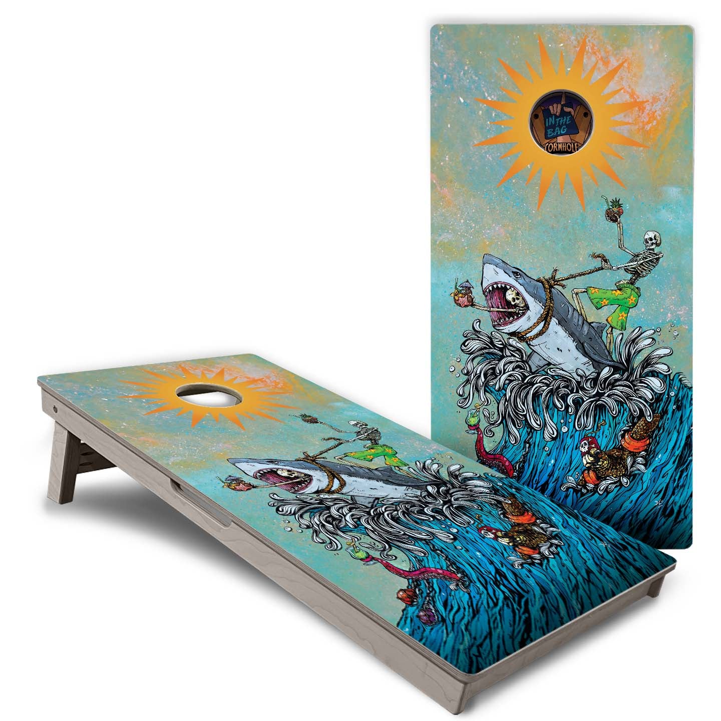 "Great White Wave" By David Lozeau Cornhole Boards