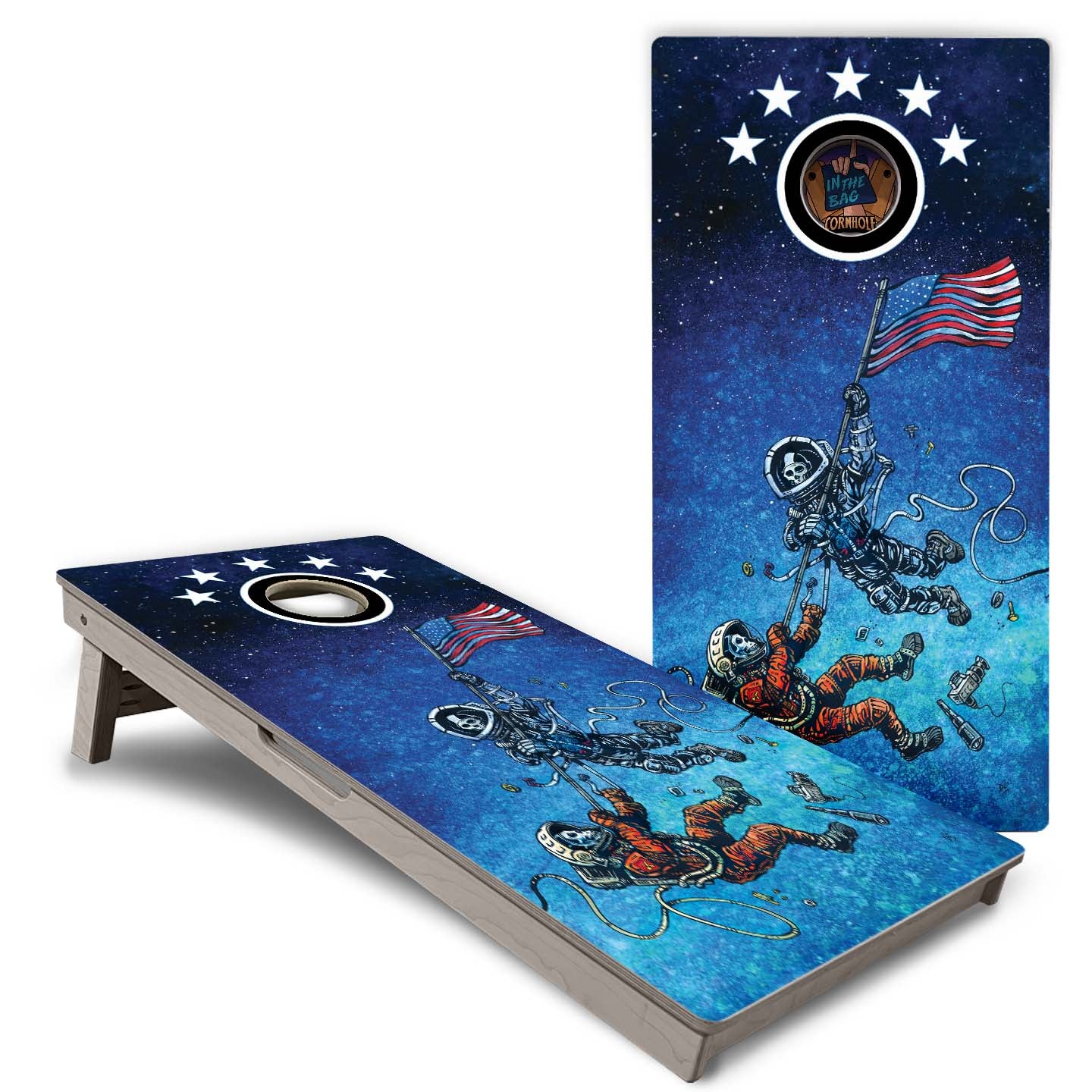 "Space Race" By David Lozeau Cornhole Boards