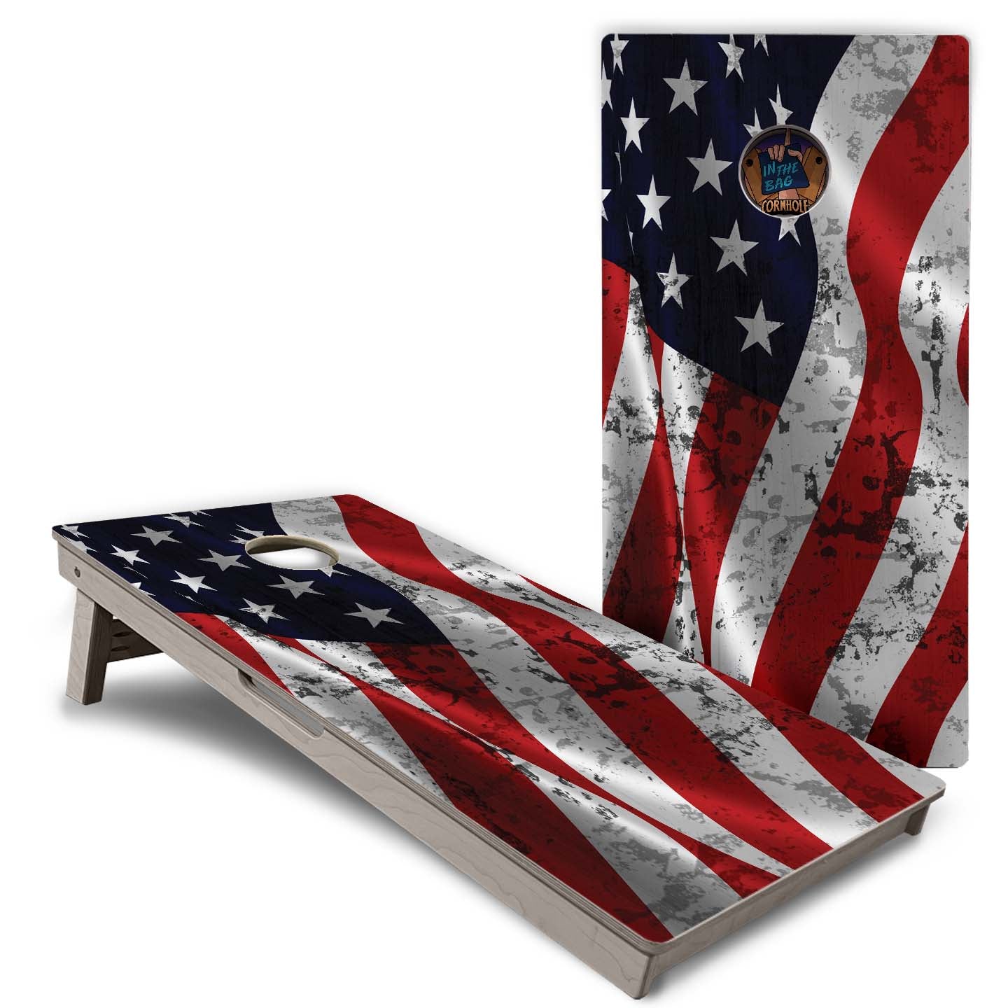 "Distressed Wavy USA Flag" Cornhole Boards
