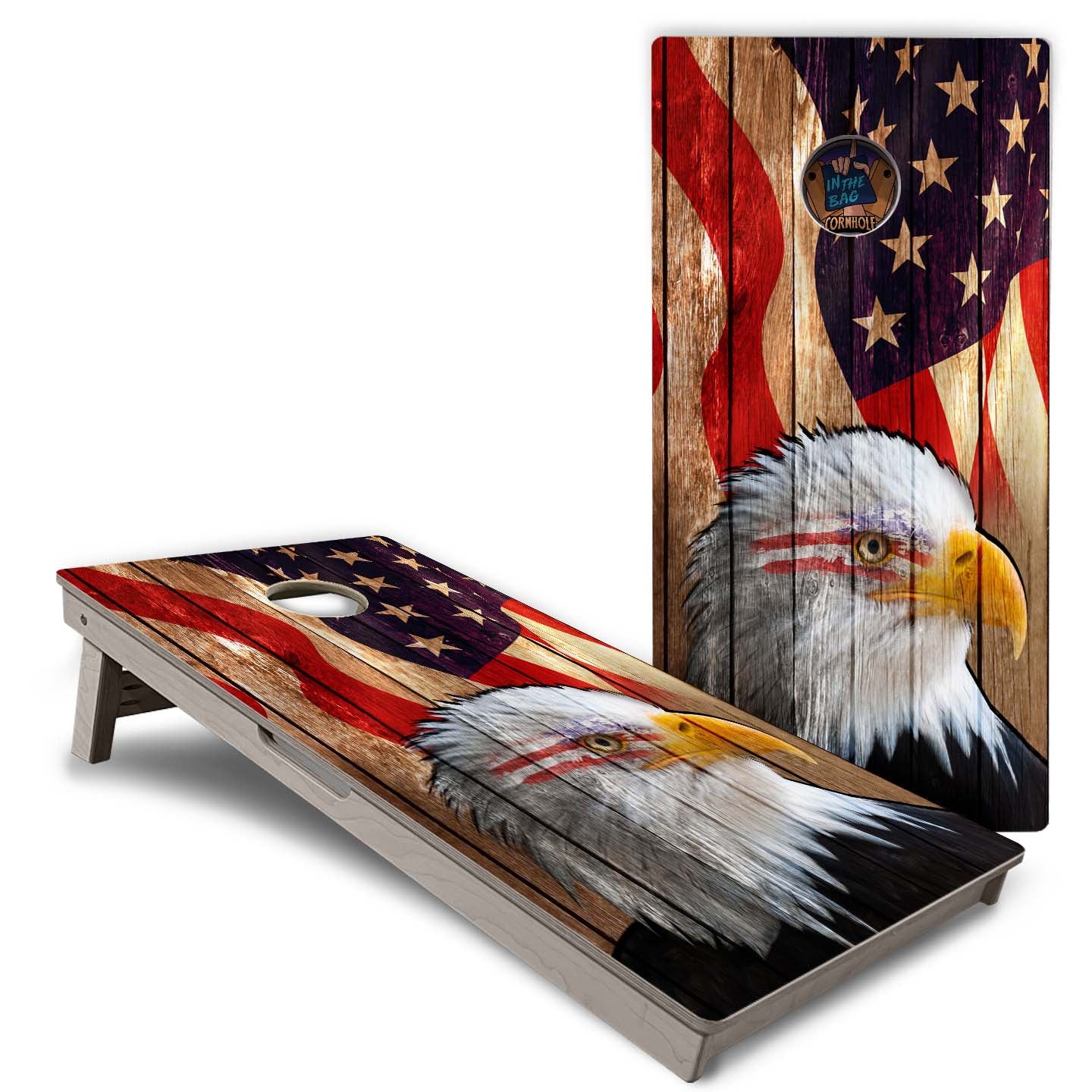 "Wooden Eagle USA Flag" Cornhole Boards