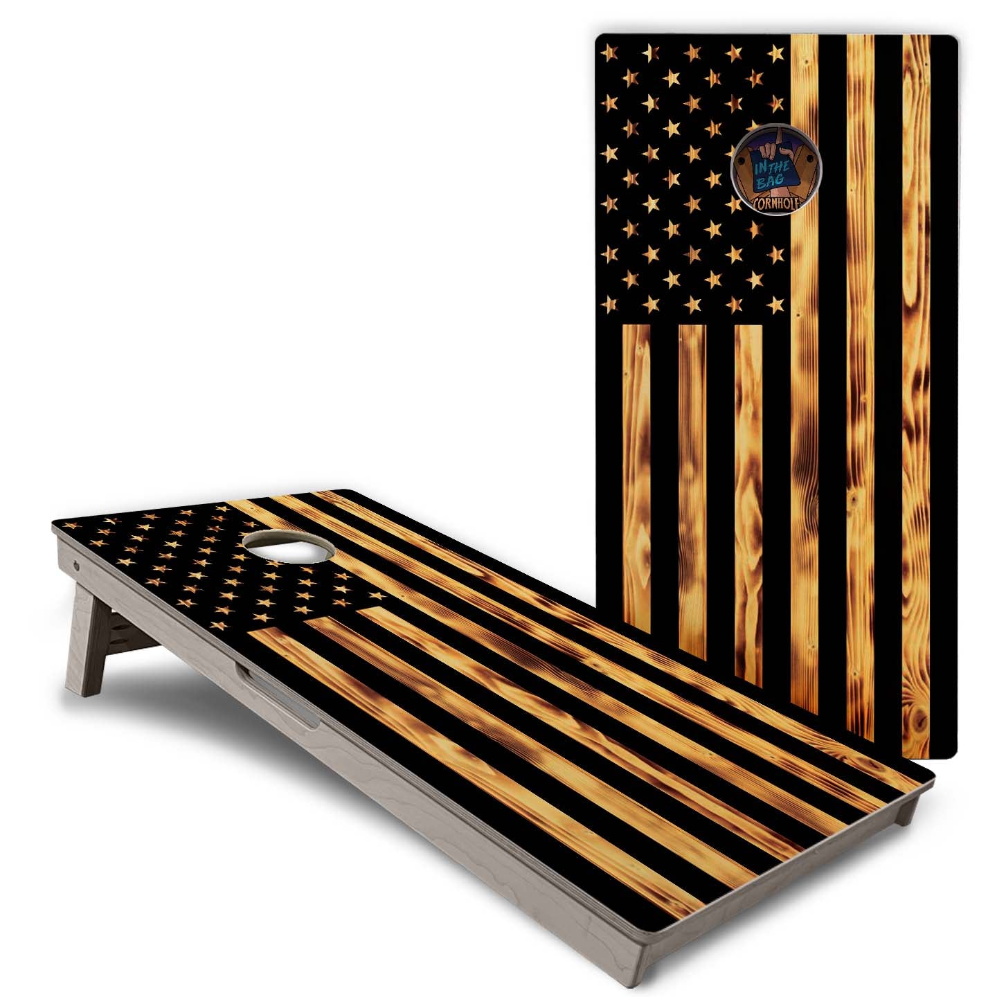 "Burnt Wood USA Flag" Cornhole Boards