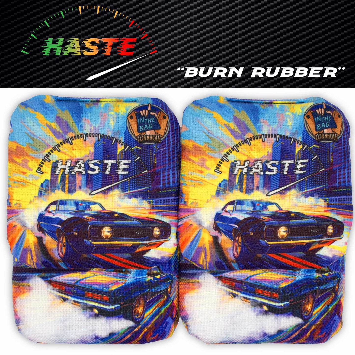 HASTE Cornhole Bags "Burn Rubber"