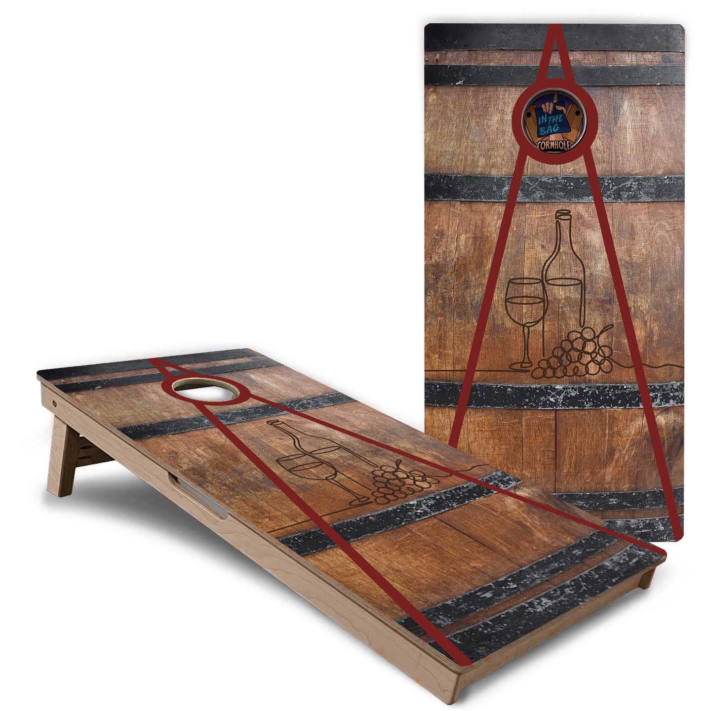 "Wine Barrel" Cornhole Boards