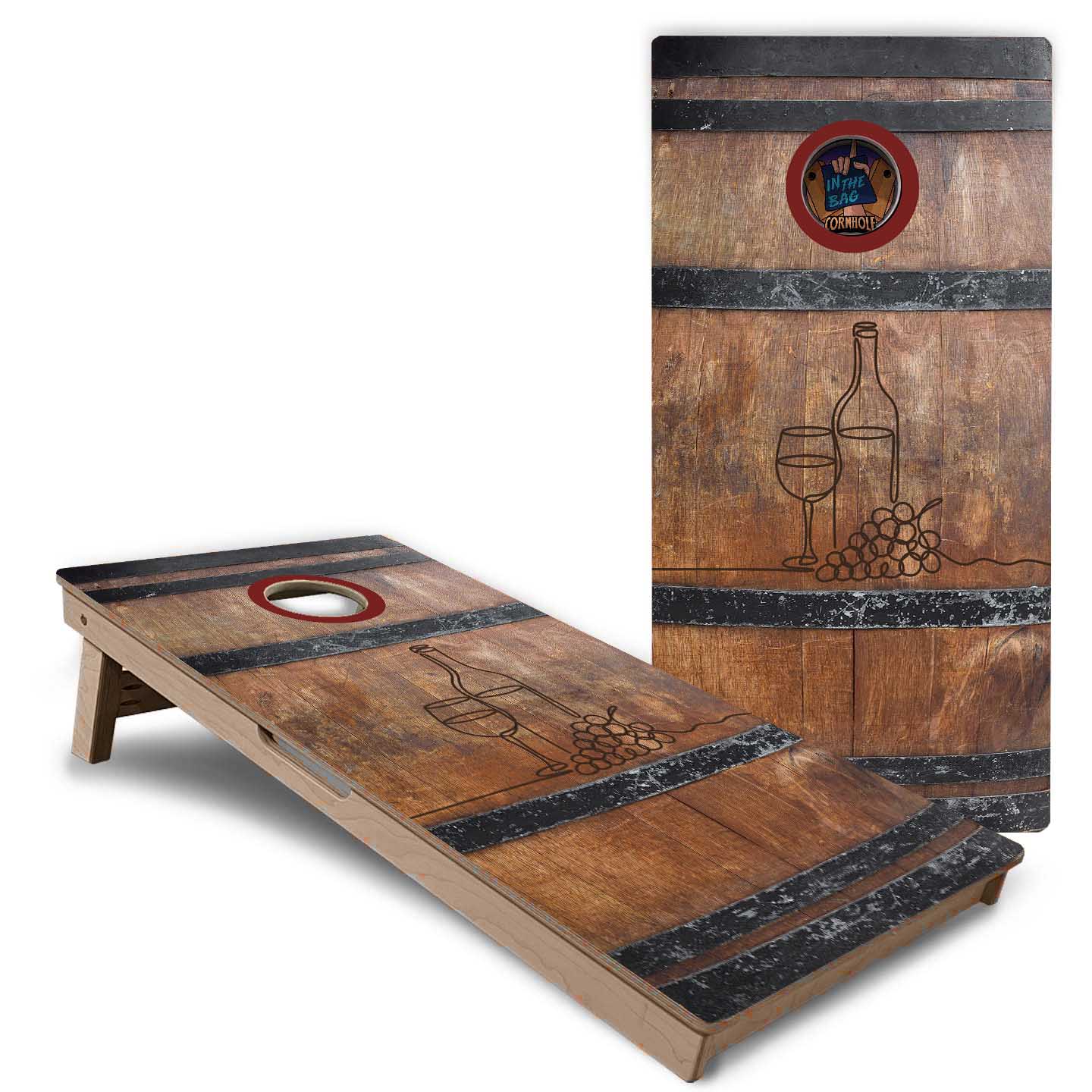 "Wine Barrel" Cornhole Boards