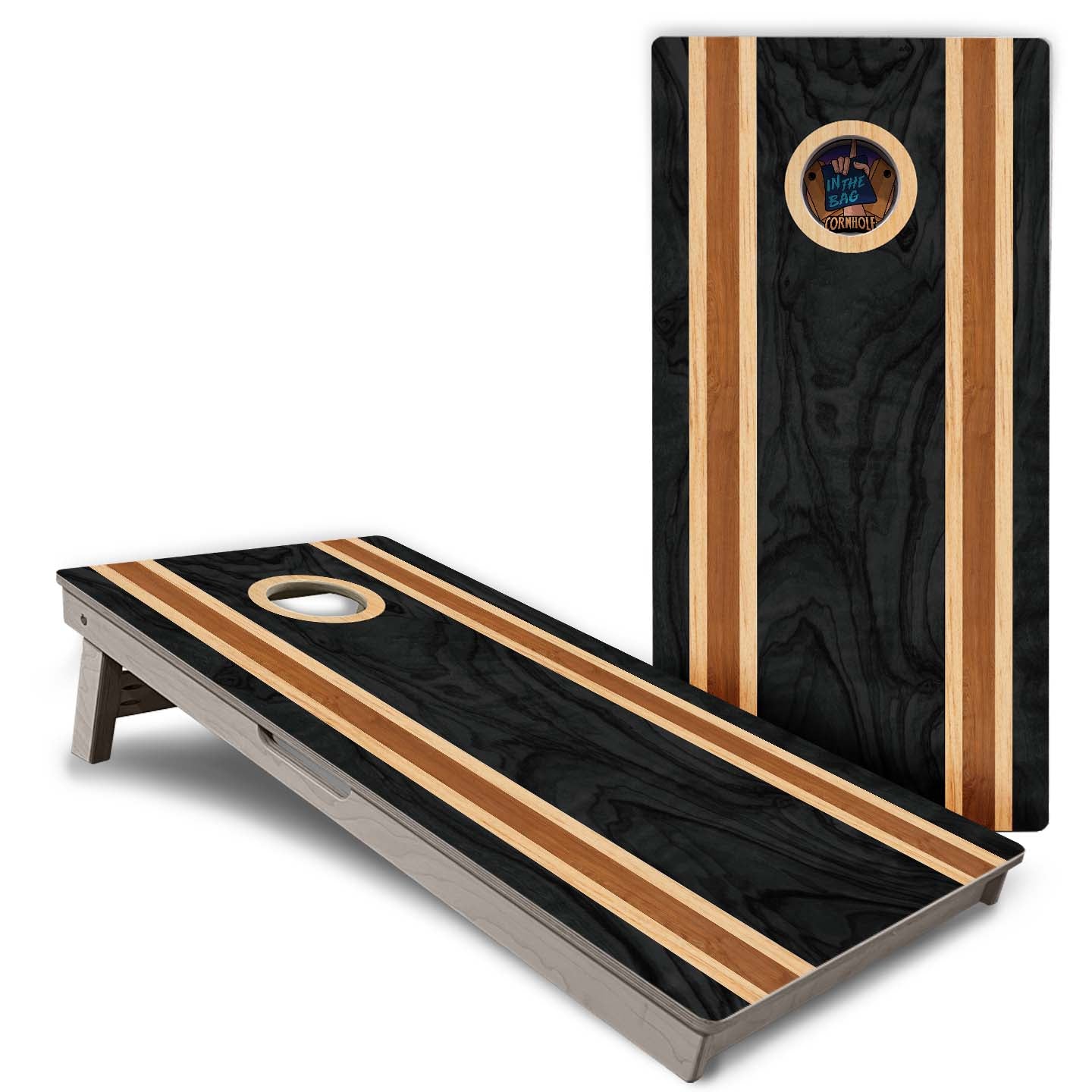 "Dark Wood Stripes" Cornhole Boards