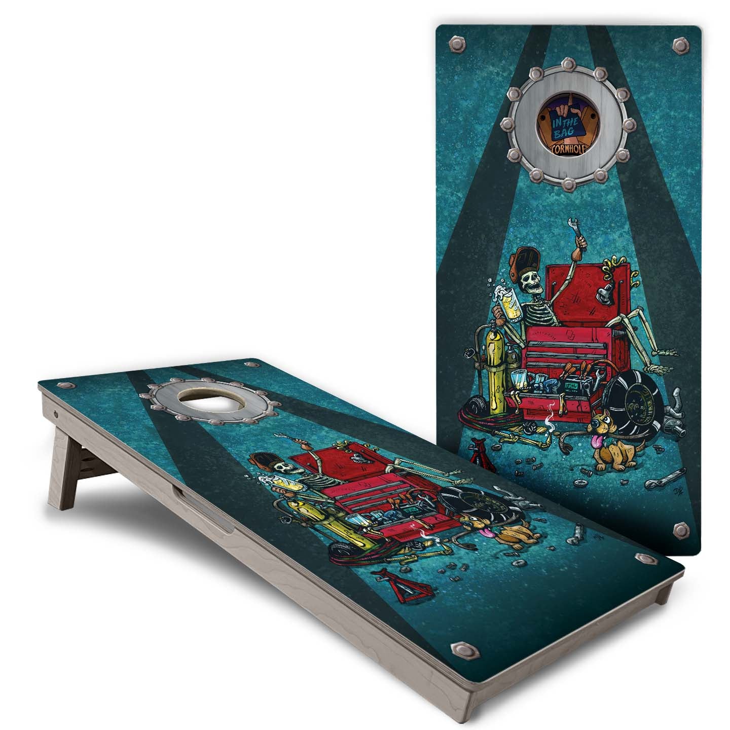"Garage Life" By David Lozeau Cornhole Boards