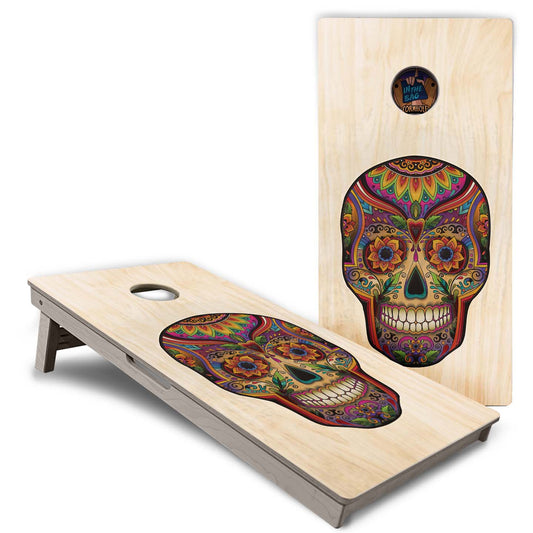 "Sugar Skull Wood" Cornhole Boards