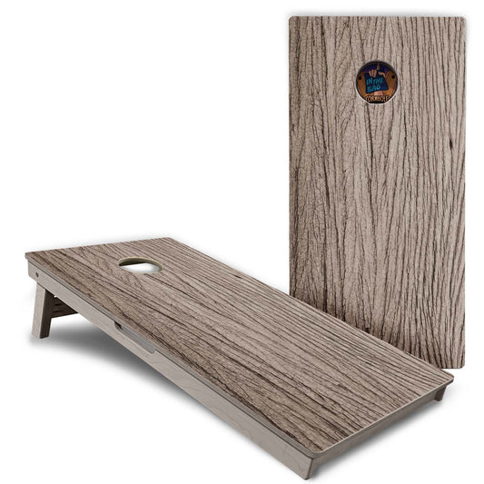 "Tan Grey Wood" Cornhole Boards