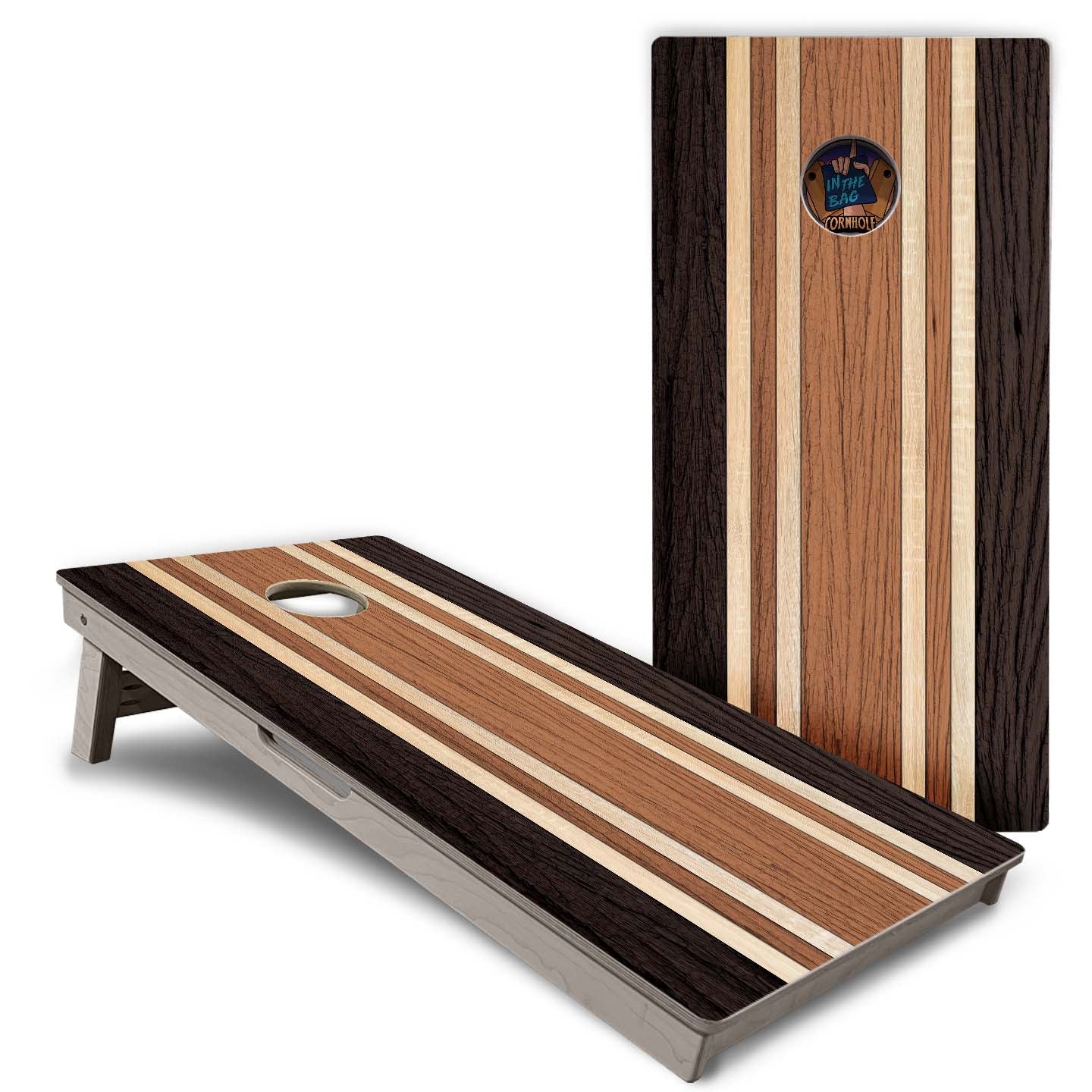 "Two Tone Stripes Wood" Cornhole Boards