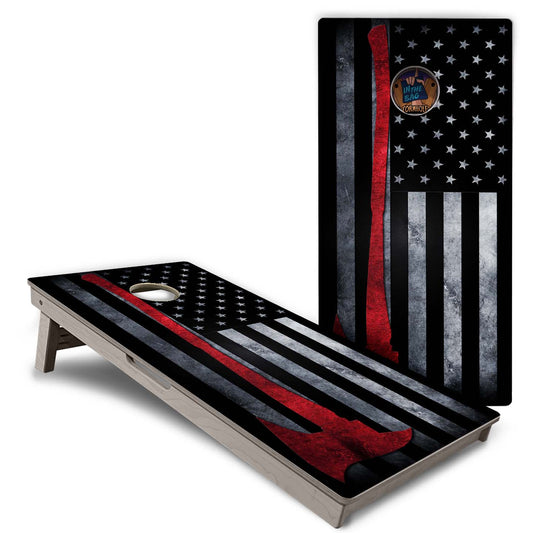 "Firefighter Axe USA Flag" Cornhole Boards