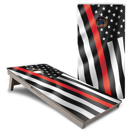 "B&W Thin Red Line Wavy USA Flag" Cornhole Boards