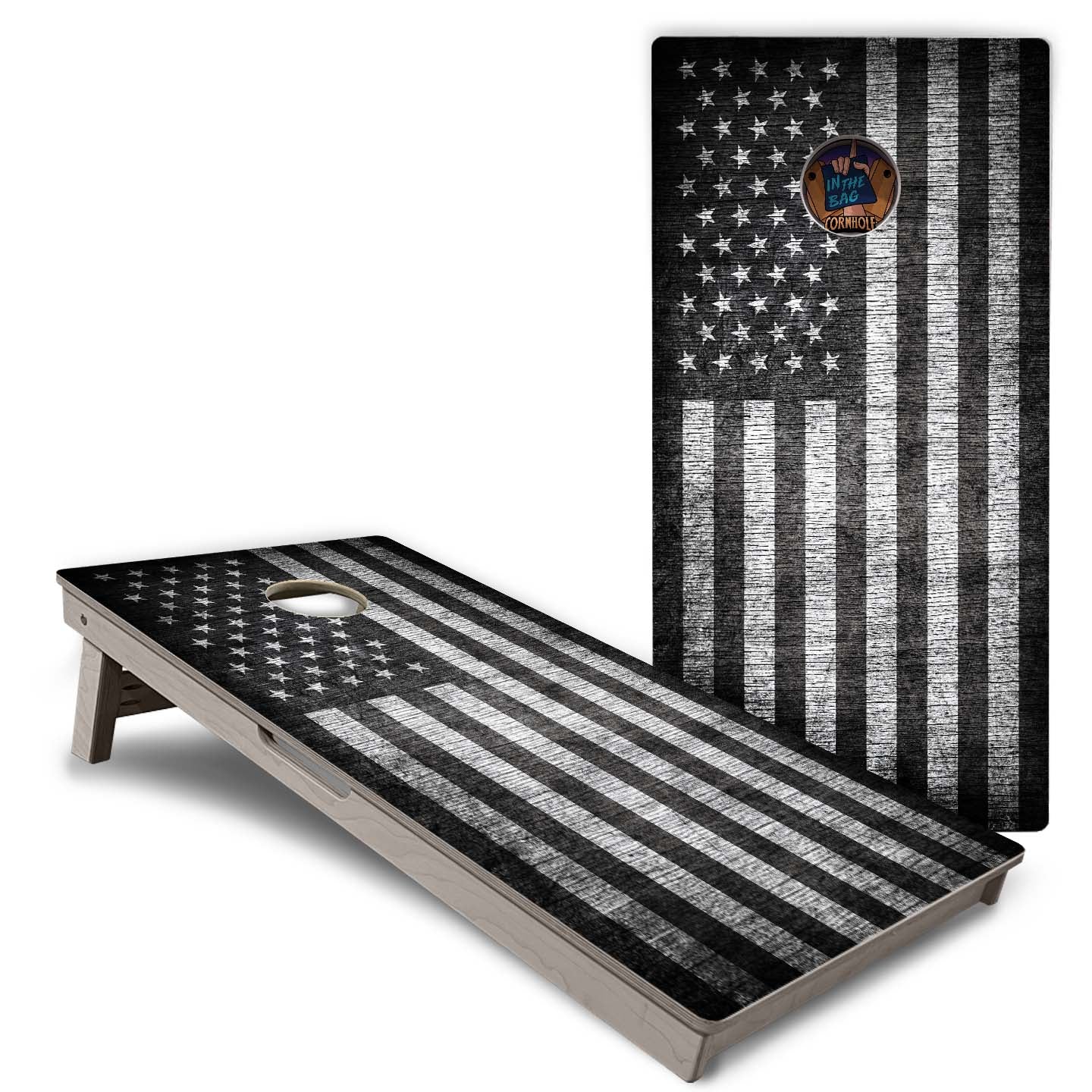 "Monochrome USA Flag" Cornhole Boards