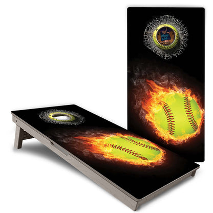"Softball Flames" Cornhole Boards