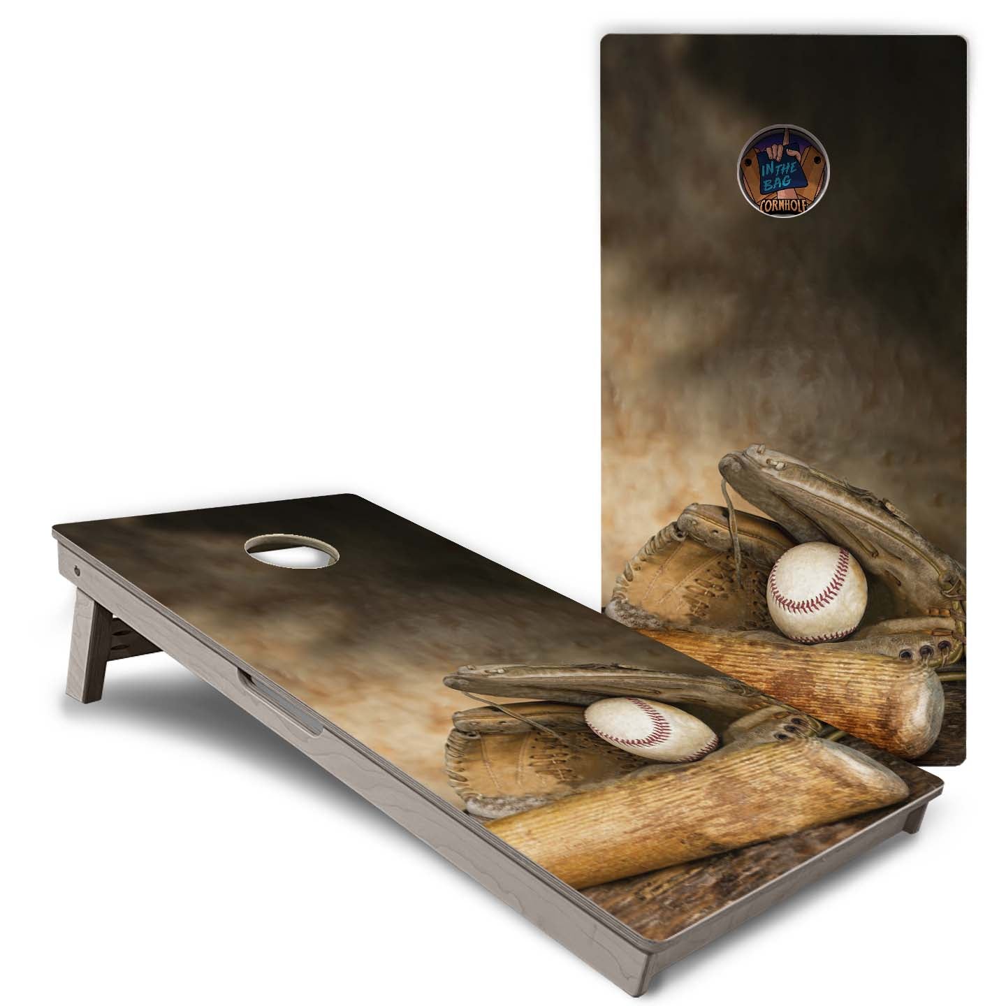 "Baseball Glove and Bat" Cornhole Boards