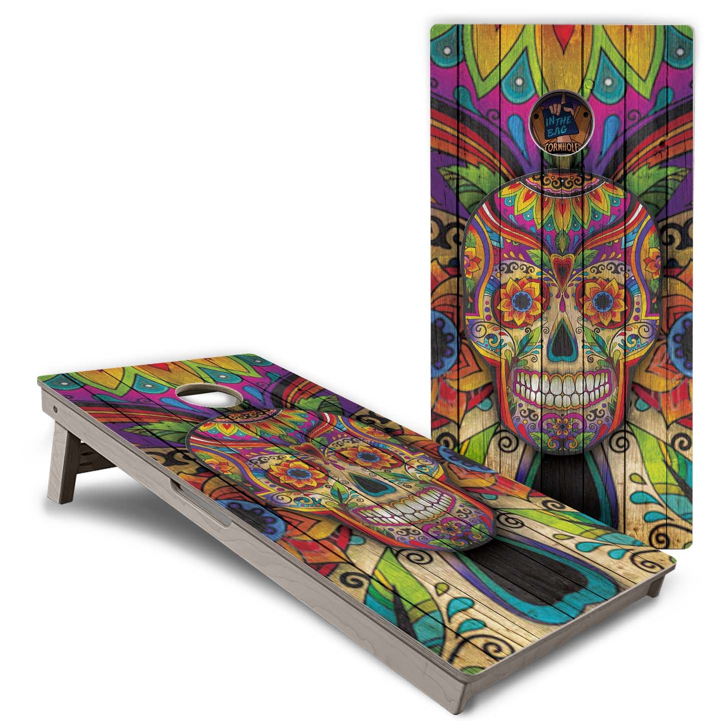 "Sugar Skull Colorful" Cornhole Boards