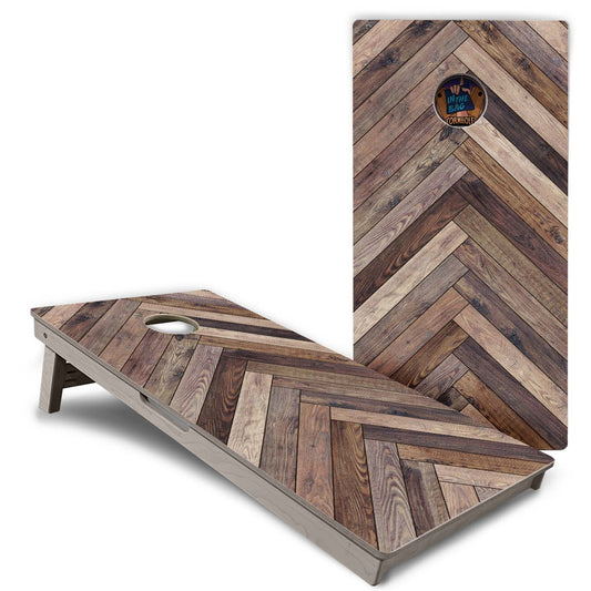 "Herringbone Wood" Cornhole Boards