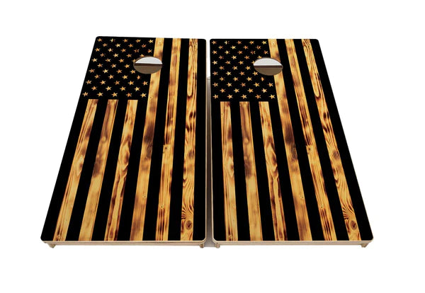 "Burnt Rustic Flag" Tournament Quality Cornhole Board