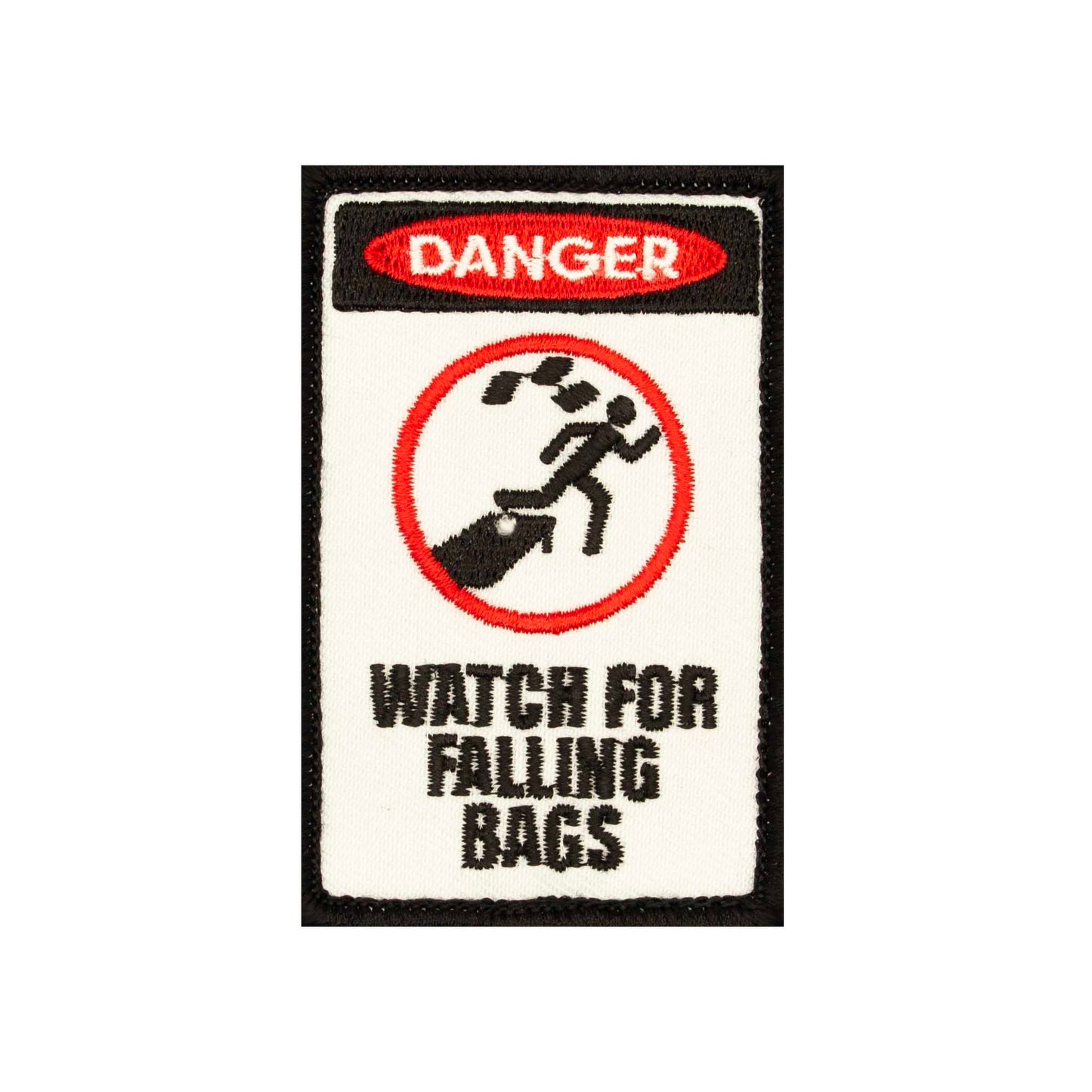 "Watch For Falling Bags" Embroidered Velcro Patch