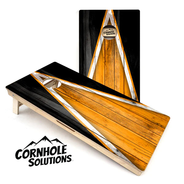 "Orange and Black Triangle" Tournament Quality Cornhole Board