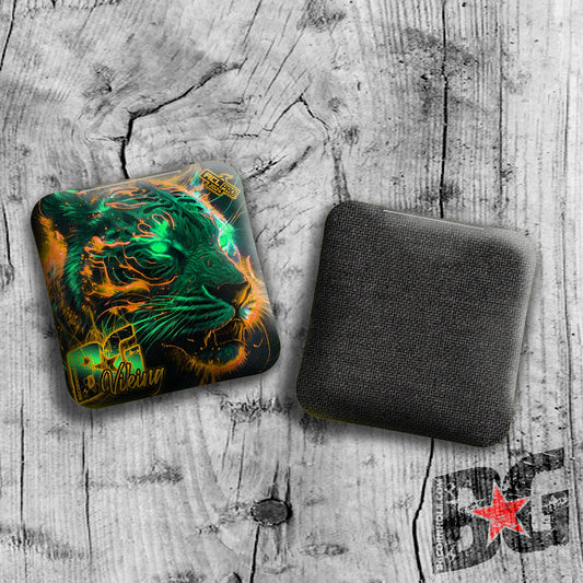 Viking Cornhole Bags ("Eye of the Tiger" Green/Orange)